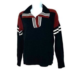 Vintage Kimlon Black Brown White Collared Pullover Sweater